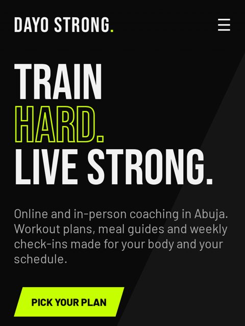 Phone view of the Coach Dayo Strong demo website